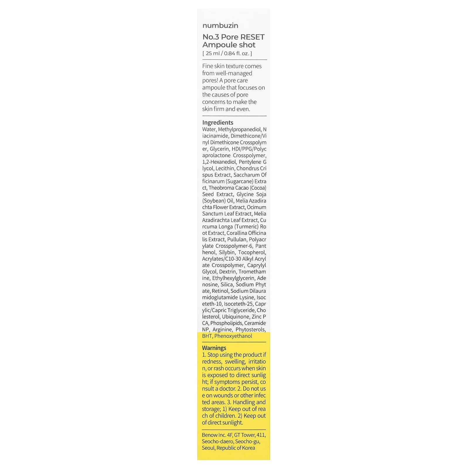 [Numbuzin] No.3 Pore Reset Ampoule 0.84fl oz (25ml)