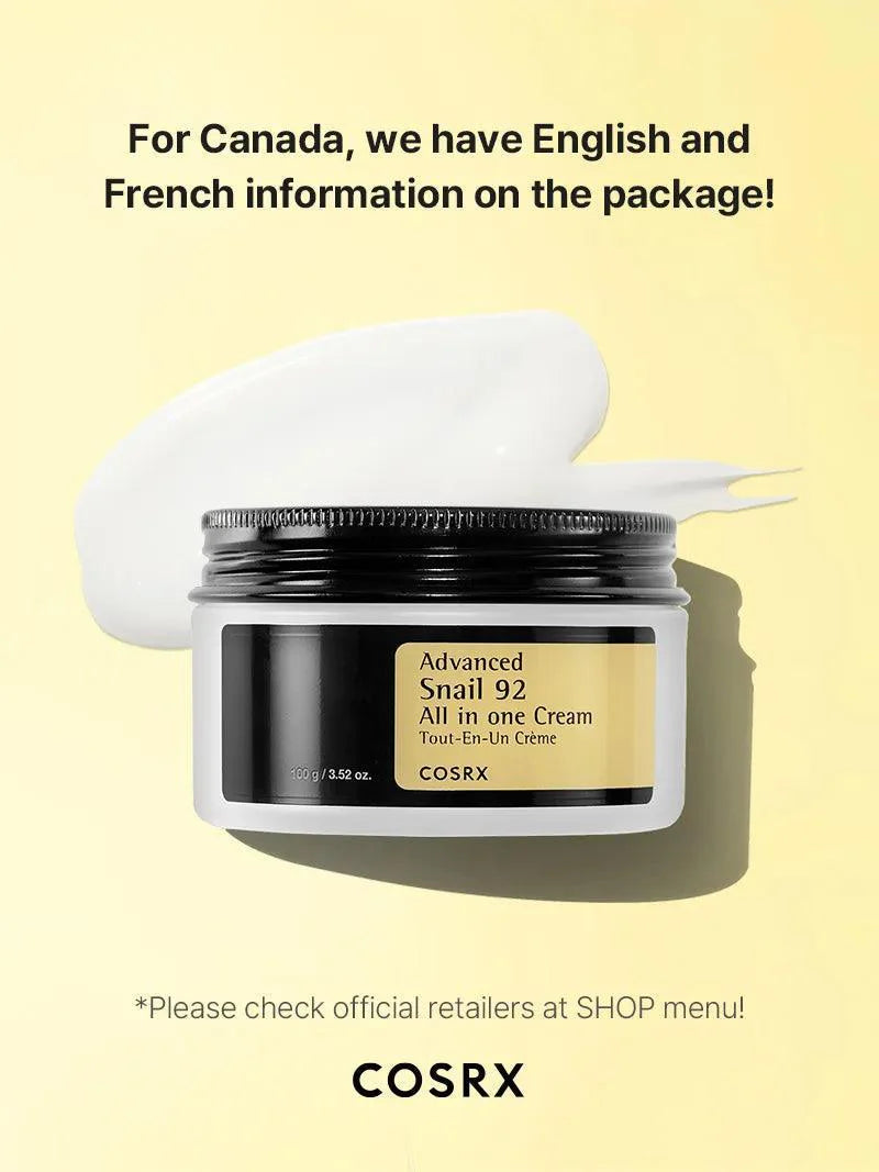 [COSRX] Advanced Snail 92 All In One Cream 3.52 oz (100g) (Jar)