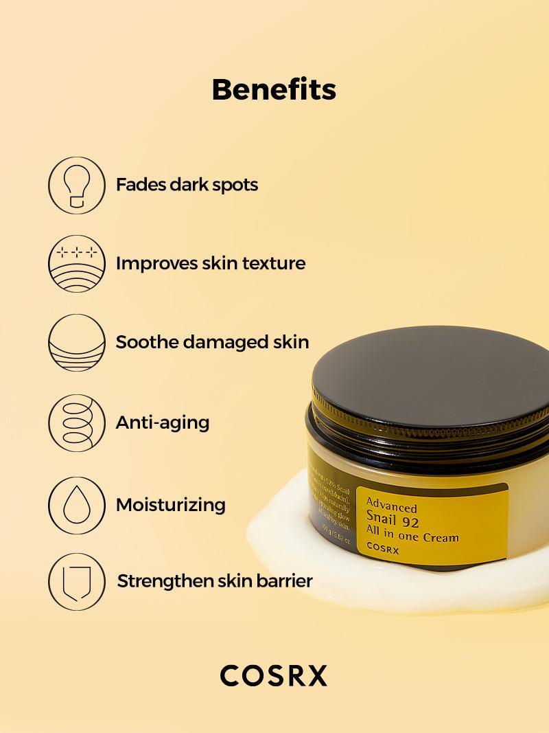 [COSRX] Advanced Snail 92 All In One Cream 3.52 oz (100g) (Jar)