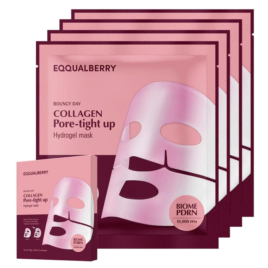 [EQQUALBERRY] Collagen Pore-Tight Up Hydrogel Mask 1.01 oz (30g) (4 Sheets)