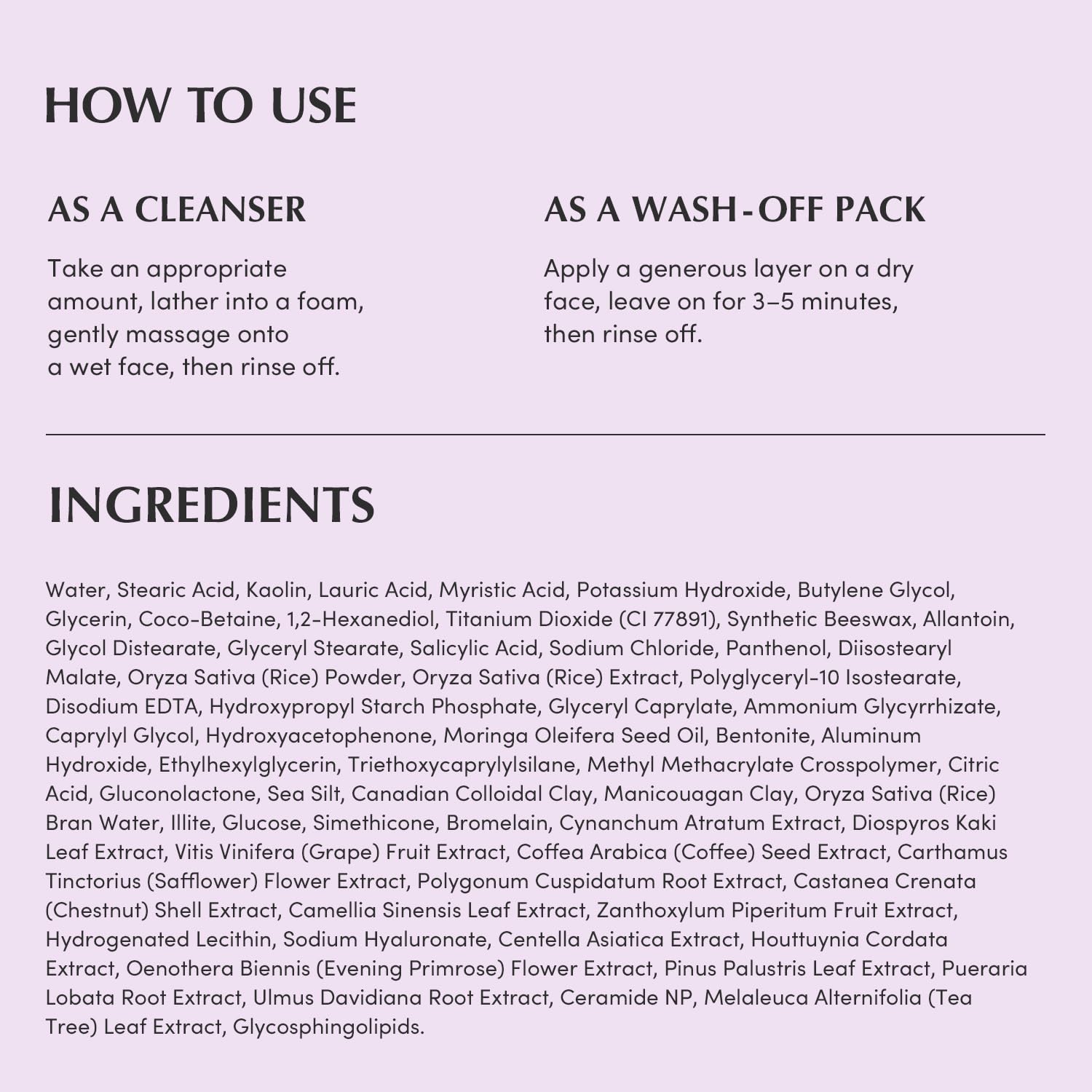 [EQQUALBERRY] Purple Rice Pore Purifying Pack Cleanser 4.58 oz (130g)