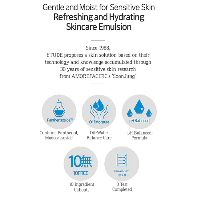 [Etude] Soonjung 10 Free Moist Emulsion_4.40fl oz (130ml)